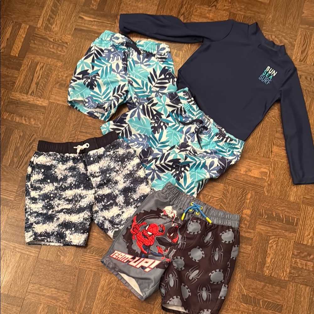 Boys swim lot with rash guard size 5T-6